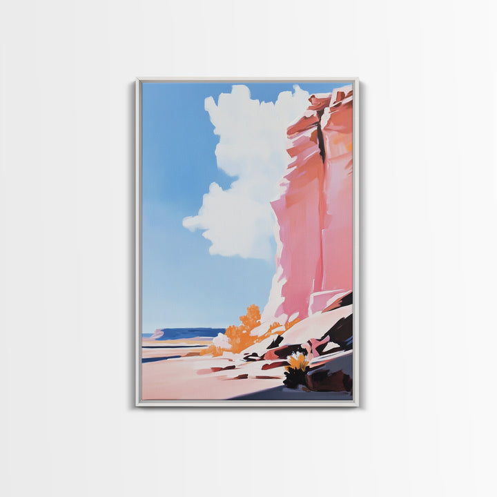 Canyon Landscape, Desert Wall Art, Warm Earth Tone Painting, Western Home Decor, Framed Canvas Print, Modern Rustic Wall Art