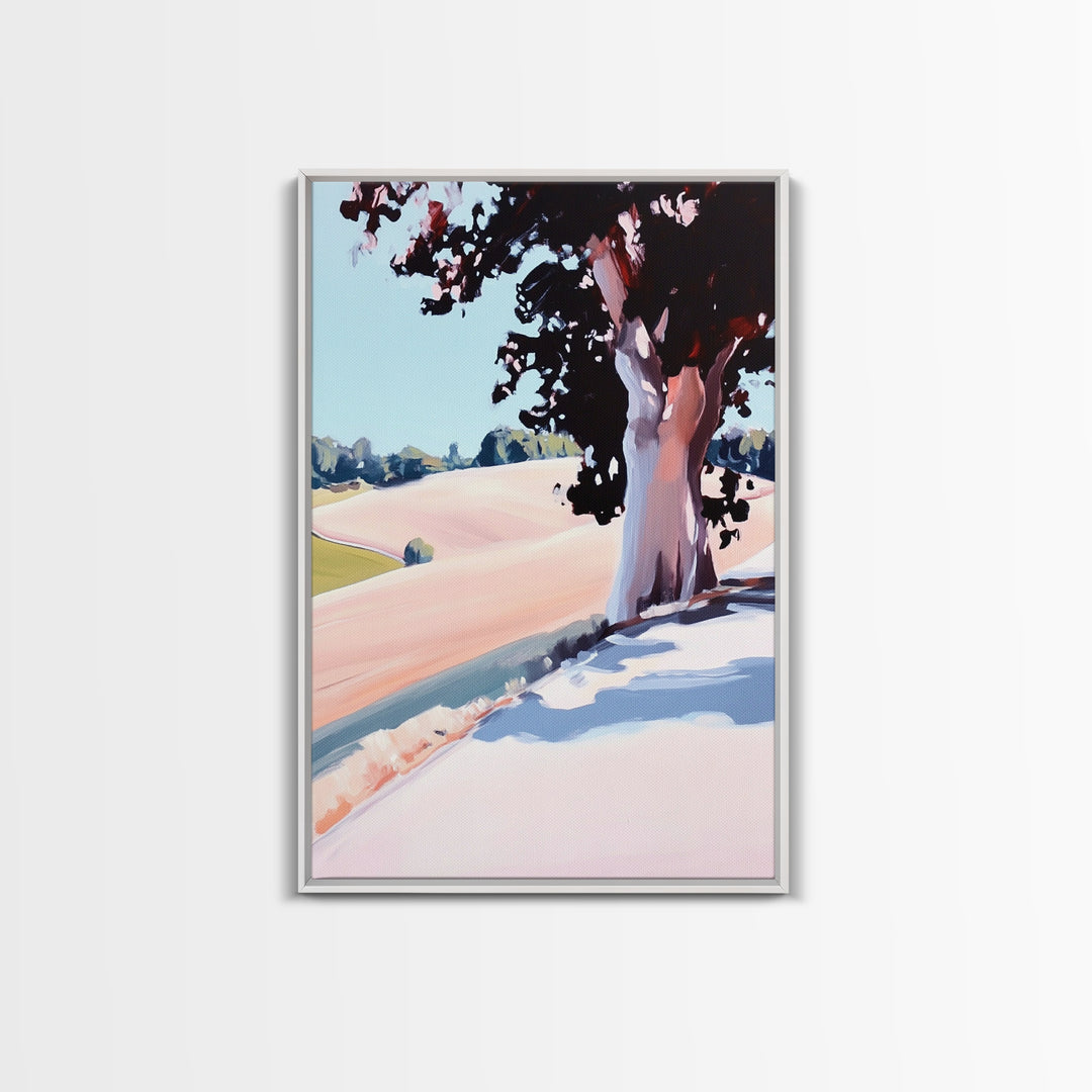 Rolling Hills, Tranquil Landscape, Country Scene, Framed Canvas Print, Rustic Farmhouse Decor, Nature Wall Art, Cozy Living Room Artwork