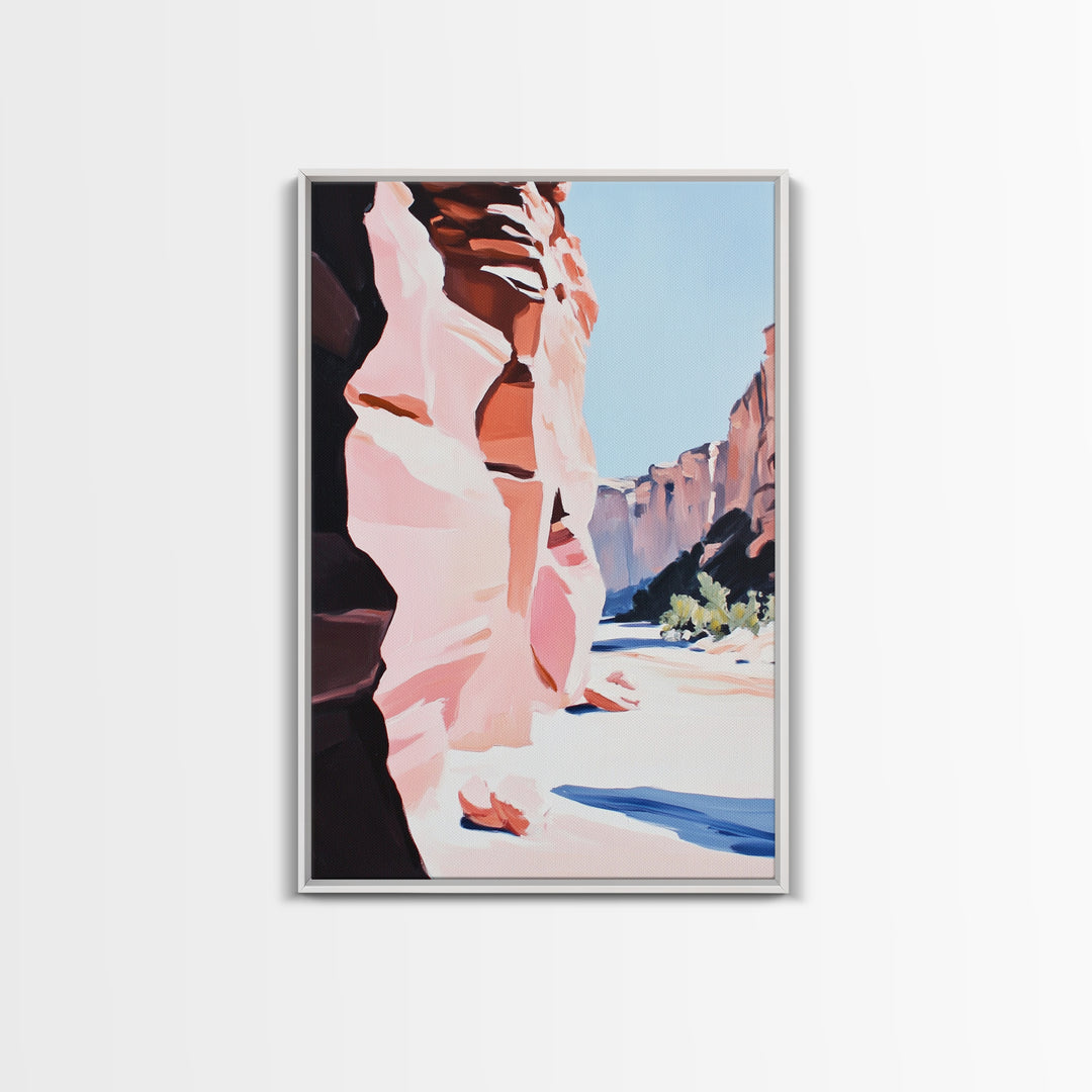 Desert Canyon, Red Rock Art, Southwest Landscape Print, Framed Canvas Print, Nature Lover Gift, Rustic Western Home Decor