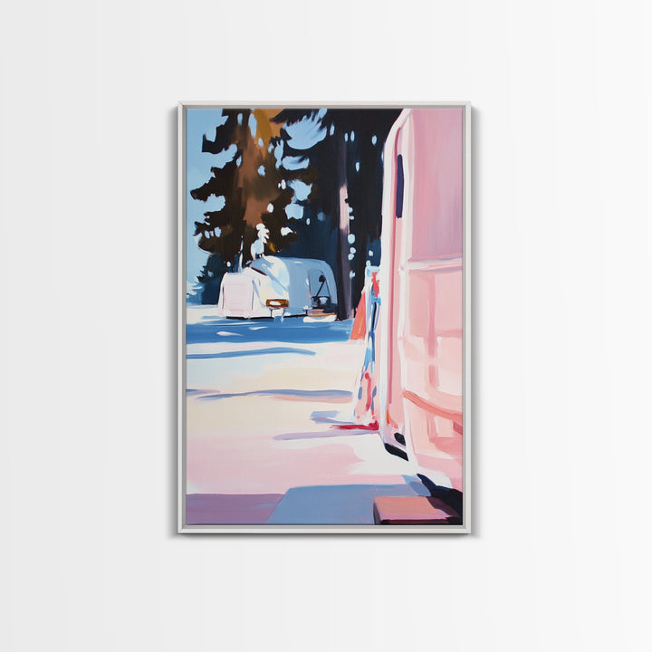 Camper Life, Forest Retreat, Cozy Camping, Canvas Print, Outdoor Adventure, RV Decor, Travel Lover Art, Scenic Nature Painting