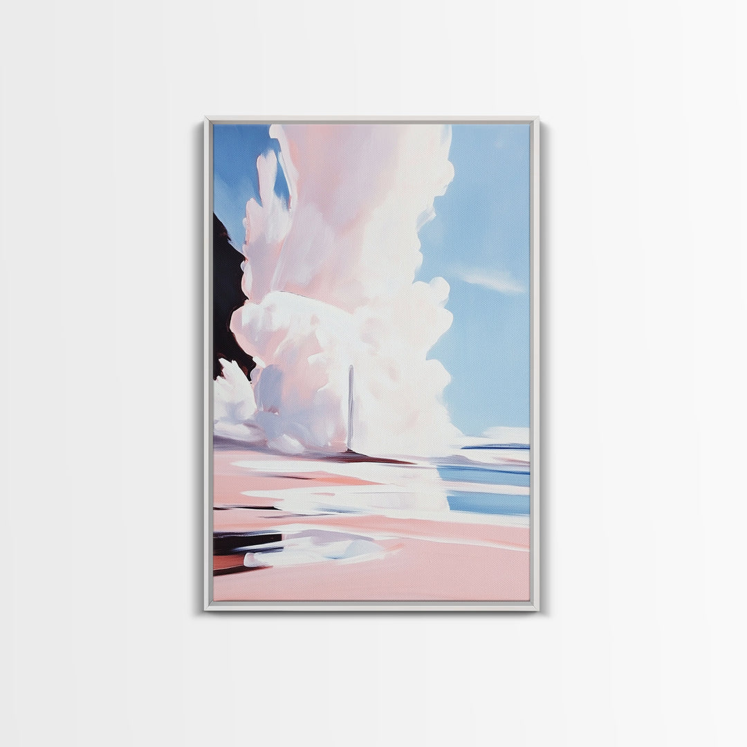 Pink Clouds, Sky Art, Dreamy Landscape, Serene Wall Decor, Blue and Pink Painting, Framed Canvas Print, Office Decor, Aesthetic Gift