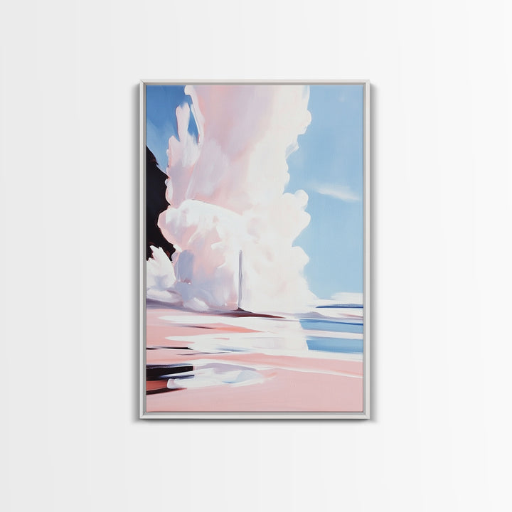 Pink Clouds, Sky Art, Dreamy Landscape, Serene Wall Decor, Blue and Pink Painting, Framed Canvas Print, Office Decor, Aesthetic Gift