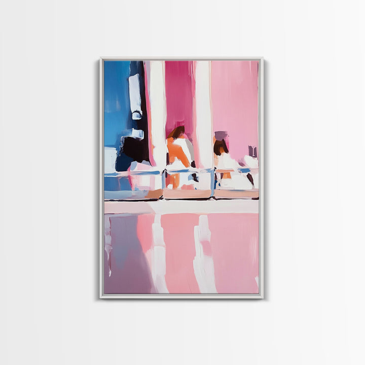 Abstract Reflection, Pink and Blue Art, Contemporary Wall Decor, Canvas Print, Modern Interior Design, Aesthetic Home Styling