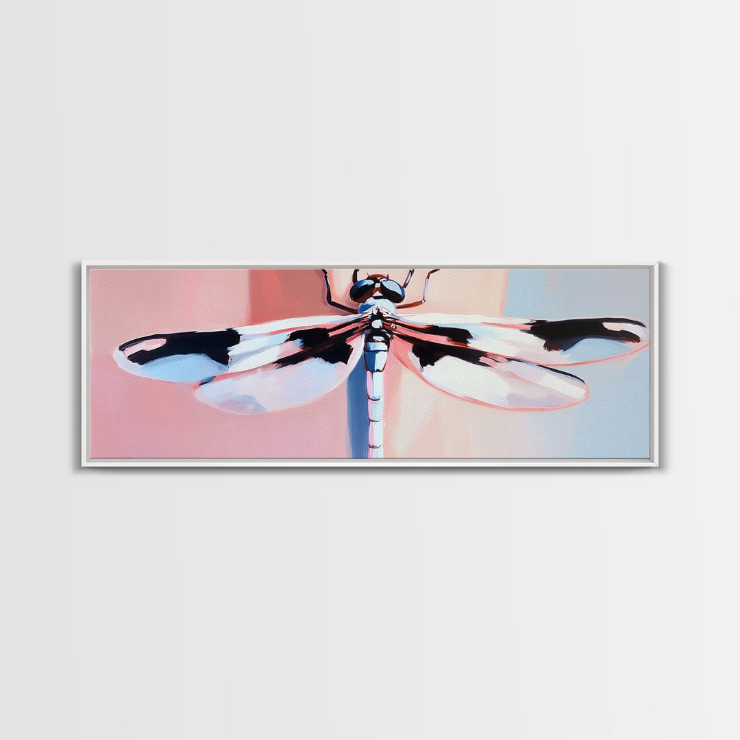 Dragonfly, Framed Canvas Print, Nature Wall Art, Pastel Aesthetic, Boho Artwork, Elegant Home Decor, Insect Painting, Minimalist Art