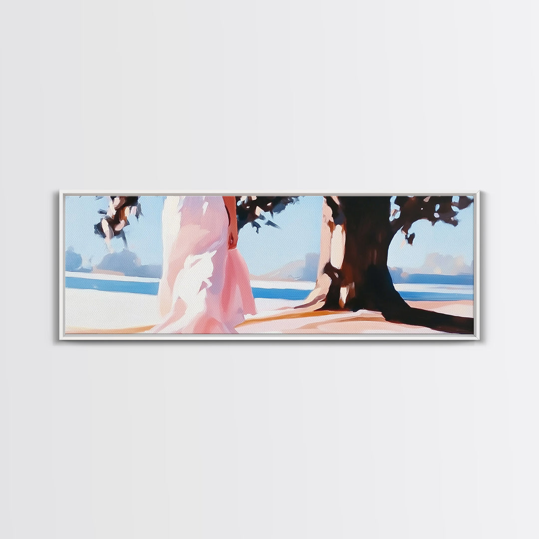 Sunlit Pathway, Dreamy Nature Art, Romantic Forest Scene, Earth Tones, Framed Canvas Print, Cozy Home Decor, Hallway Statement Piece