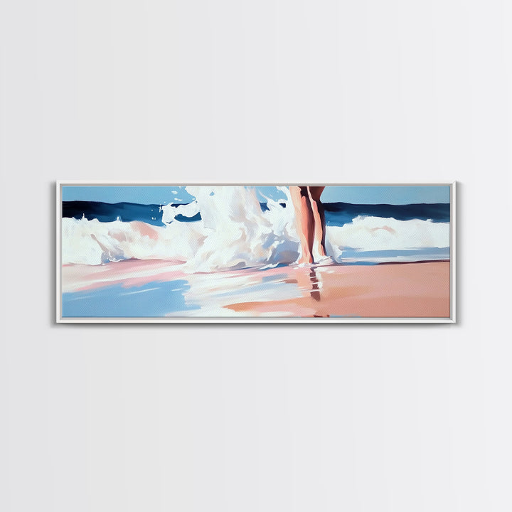 Beach Reflection, Seascape Art, Framed Canvas Print, Coastal Wall Art, Nautical Home Decor, Minimalist Water Painting, Bathroom Art