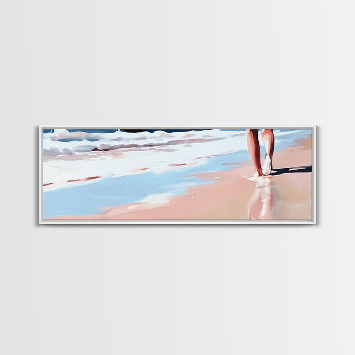 Coastal Walk, Beach, Ocean, Serenity, Framed Canvas Print, Coastal Wall Art, Nautical Decor, Living Room Wall Art, Minimalist Art