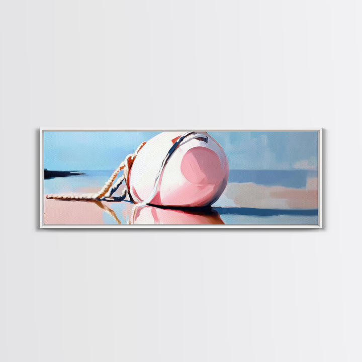 Nautical Buoy, seaside coastal wall art, beach house decor, maritime aesthetic, minimalist print, framed canvas print, lake house art