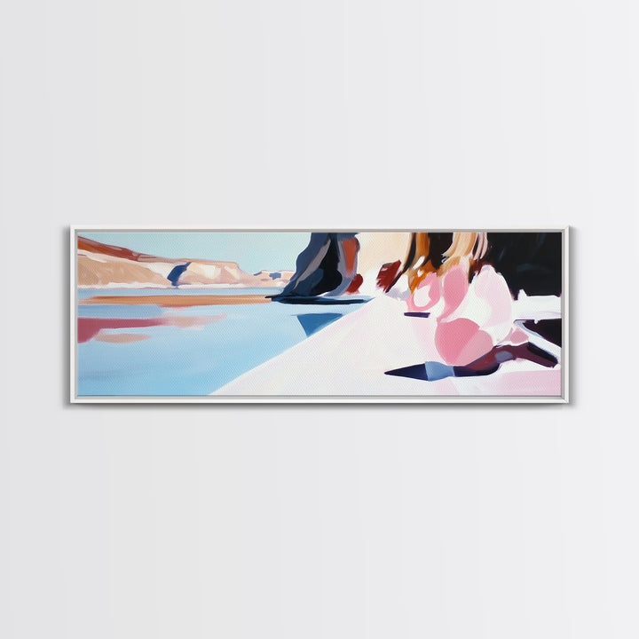 Desert Reflection, Minimalist Art, Modern Landscape, Neutral Tones, Framed Canvas Print, Boho Decor, Living Room Wall Art, Large Art