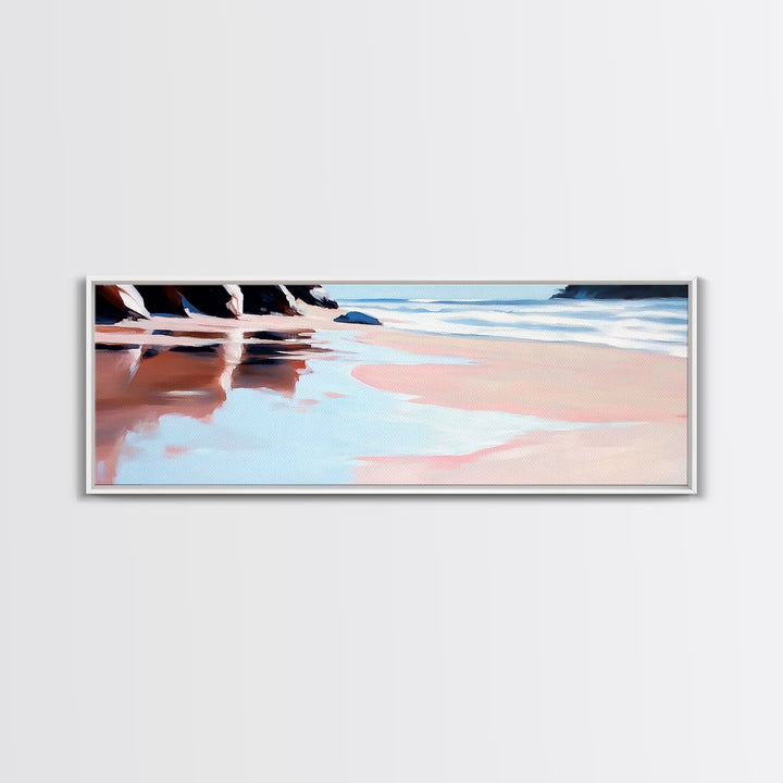 Hand Reflection, Abstract Art, Soft Blues, Pink Hues, Framed Canvas Print, Contemporary Wall Art, Bedroom Decor, Zen Aesthetic