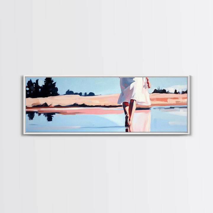 Ocean Walk, Barefoot Beach, Serene Waves, Coastal Canvas Print, Bedroom Wall Art, Minimalist Art, Relaxing Seascape Aesthetic