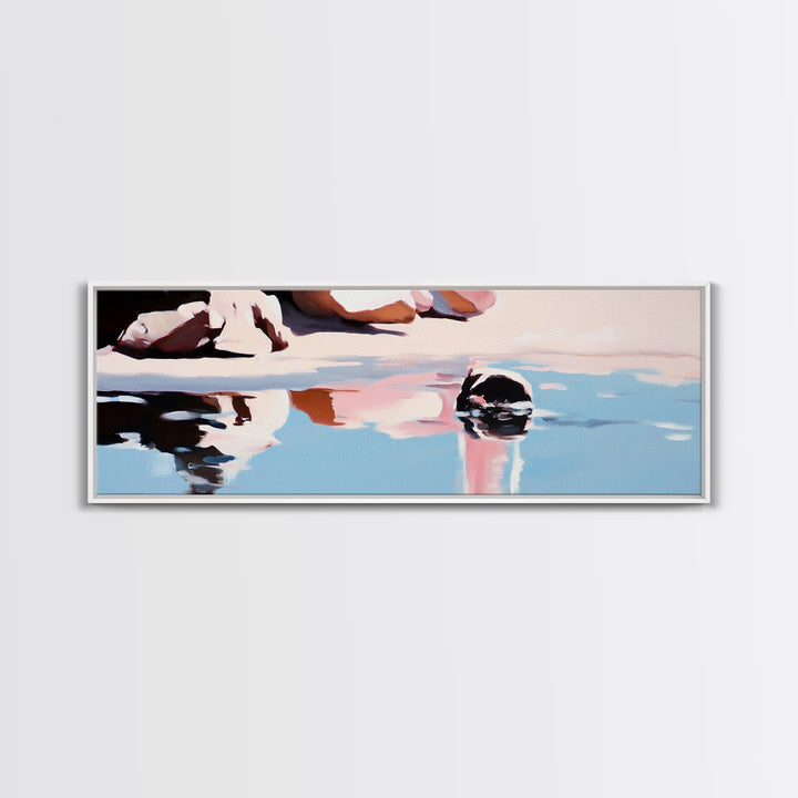 Rock Pool Reflection, Abstract Beach Art, Coastal Serenity, Soft Pastel Decor, Modern Minimalist Aesthetic, Canvas Print, Ocean Vibes