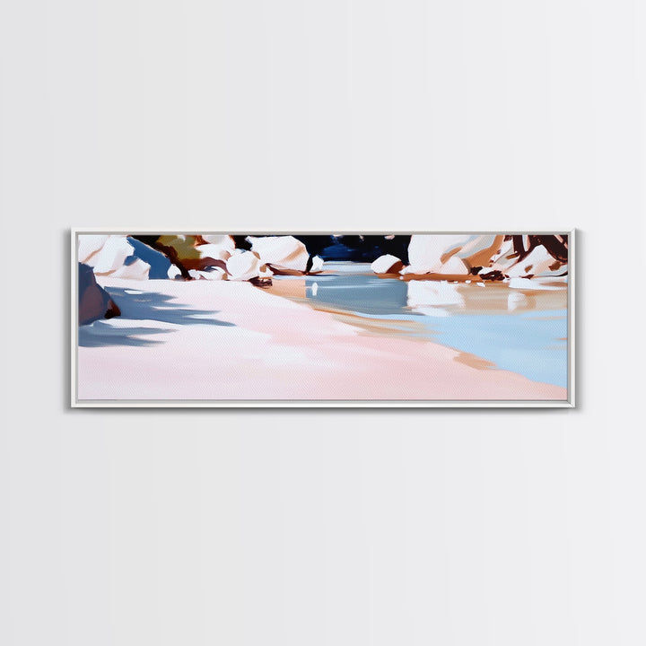 Riverbank Scene, Tranquil Water, Nature Landscape, Minimalist Water Reflection, Boho Earthy Decor, Relaxing Wall Art, Canvas Print