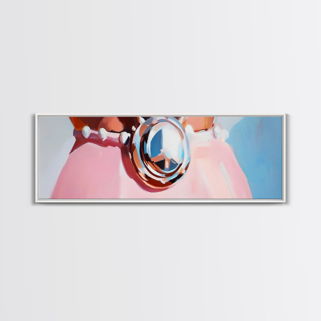Nautical Charm, Seashell Necklace, Coastal Decor, Framed Canvas Print, Beach House Art, Minimalist Wall Art, Boho Art, Bedroom Decor
