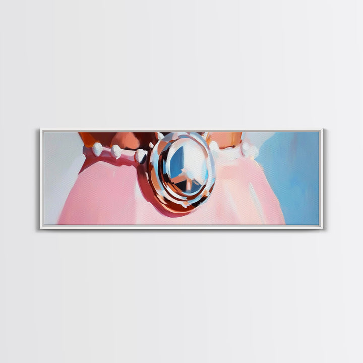 Nautical Charm, Seashell Necklace, Coastal Decor, Framed Canvas Print, Beach House Art, Minimalist Wall Art, Boho Art, Bedroom Decor