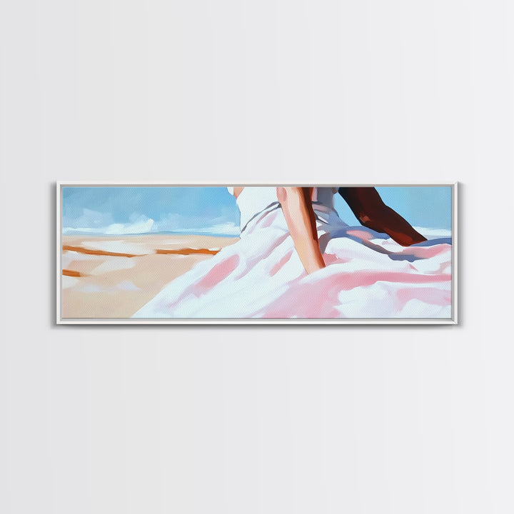 Desert Dress, Sunset Art, Pastel Landscape, Framed Canvas Print, Soft Aesthetic, Minimalist Wall Art, Elegant Home Decor, Bedroom Art