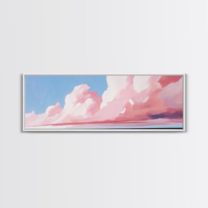 Blush Clouds, Sky Painting, Soft Aesthetic, Framed Canvas Print, Modern Landscape, Living Room Wall Art, Minimalist Abstract Art