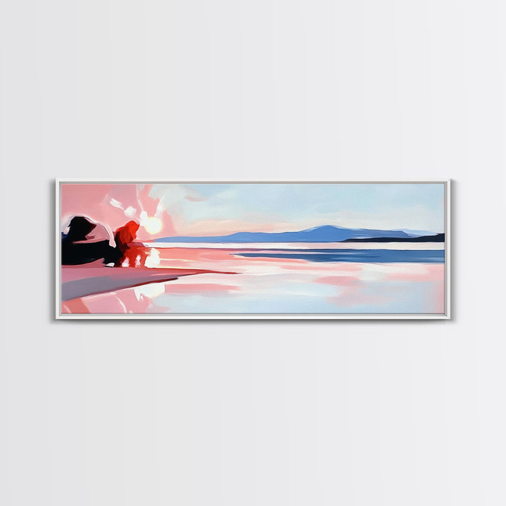 Ocean Bliss, Beach Serenity, Sunset Vibes, Framed Canvas Print, Coastal Decor, Nautical Theme, Living Room Art, Relaxing Wall Painting