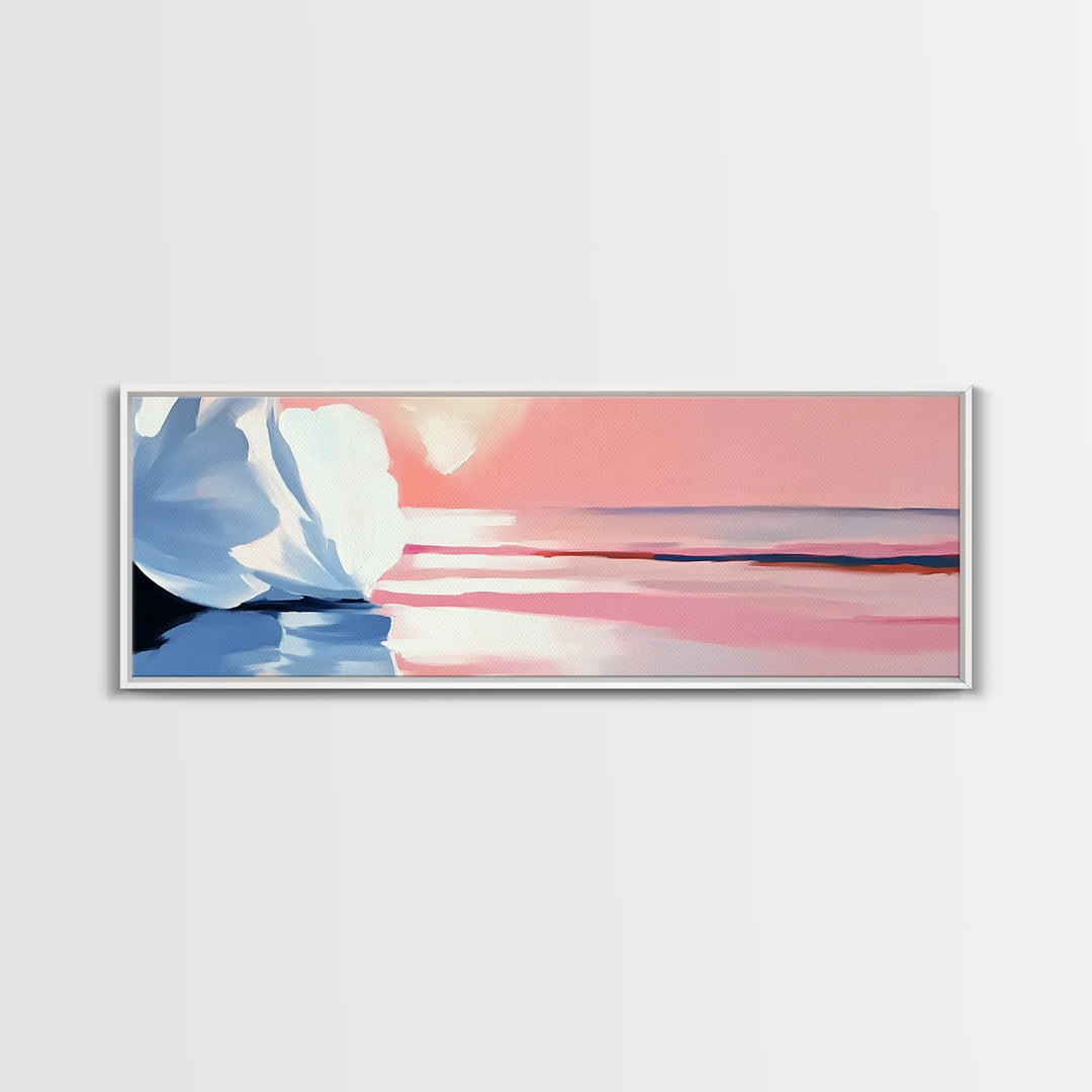 Blush Sky, Ocean Reflection, Pastel Landscape, Coastal Serenity, Canvas Print, Bedroom Wall Art, Modern Impressionist, Gift Idea