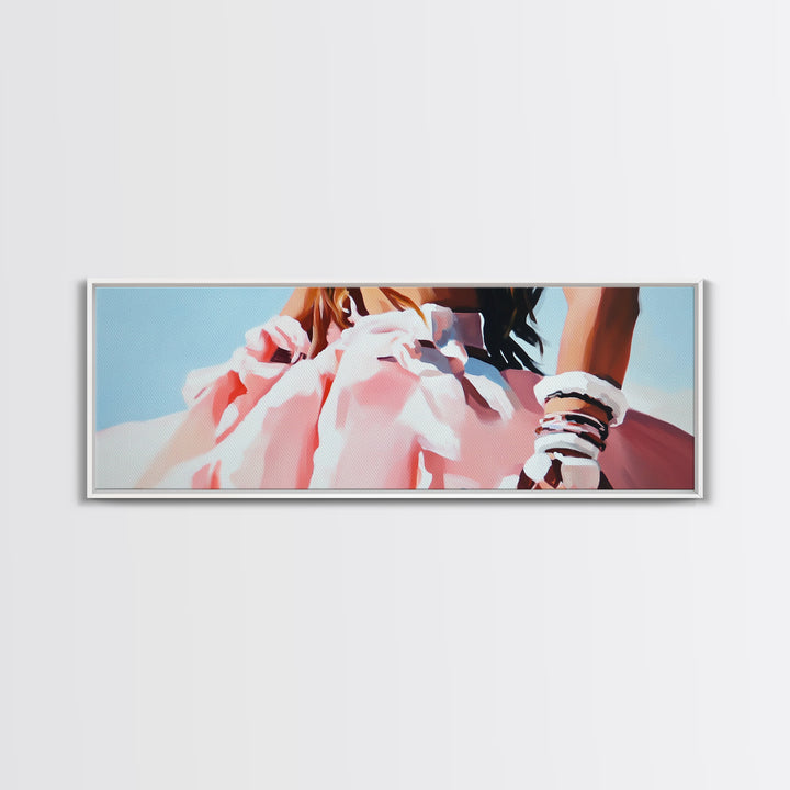 Boho Fashion Art, Flowing Dress Print, Pastel Aesthetic Painting, Minimalist Chic Decor, Large Canvas Print, Bedroom Wall Art