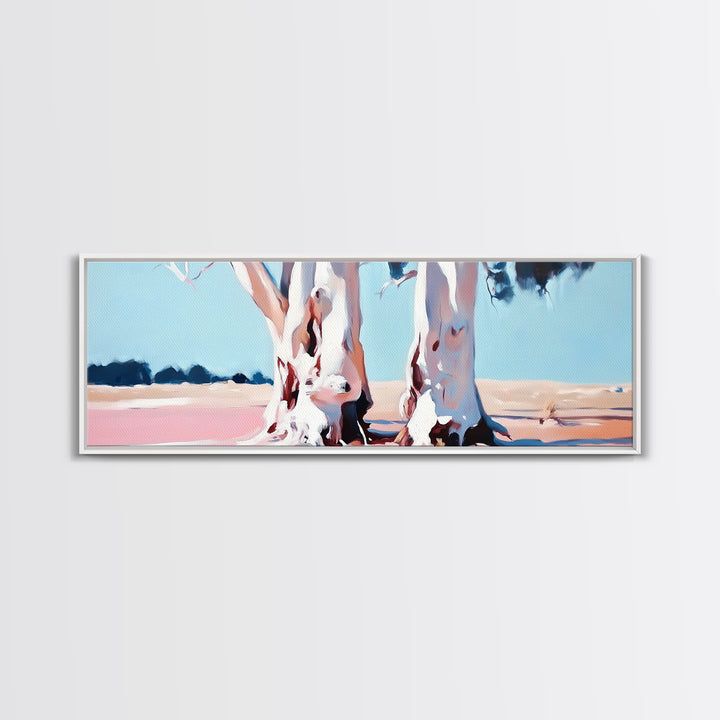 Desert Trees, Minimalist Landscape, Rustic Home Decor, Framed Canvas Print, Living Room Wall Art, Boho Aesthetic, Neutral Nature Art