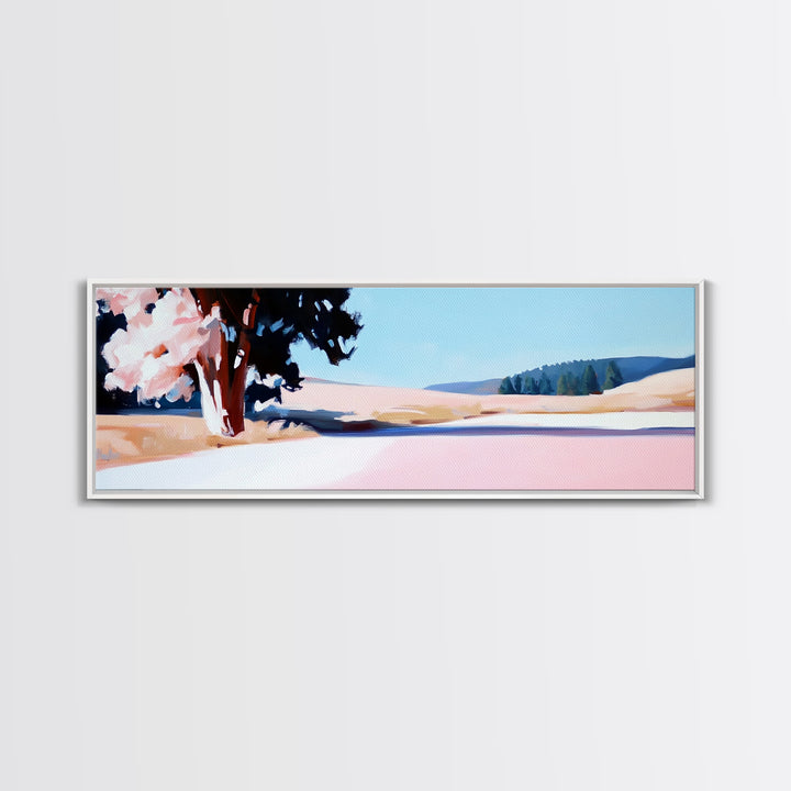 Blooming Tree, Nature Landscape, Spring Art, Framed Canvas Print, Living Room Wall Art, Impressionist Painting, Minimalist Decor