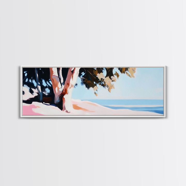 Coastal Serenity, Ocean View, Beach Art, Framed Canvas Print, Bedroom Wall Art, Modern Seascape, Relaxing Coastal Decor, Blue Tones