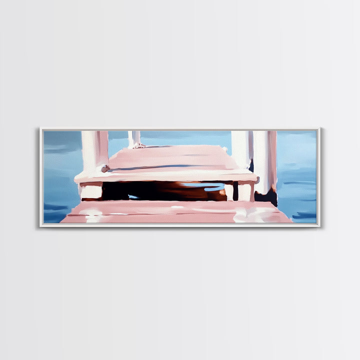 Dock on Water, Serene Reflection, Minimalist Art, Nautical Decor, Canvas Print, Coastal Home Art, Relaxing Wall Art, Lake House Decor