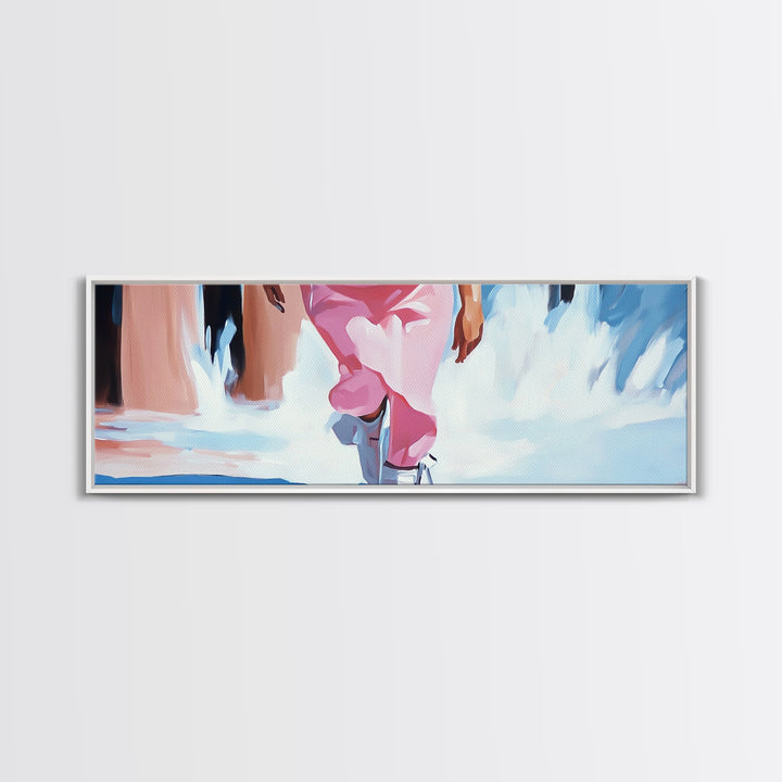 Beach Walk, Coastal Wall Art, Seascape Painting, Soft Pastel Home Decor, Minimalist Beach Aesthetic, Framed Canvas Print, Ocean Art