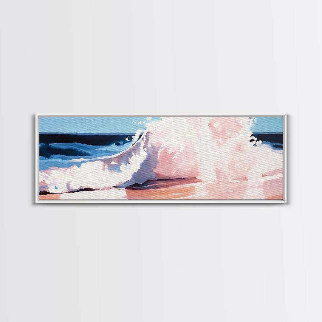 Ocean Wave, Coastal Splash, Beach House Wall Art, Framed Canvas Print, Serene Seascape, Blue Aesthetic, Nautical Home Decor