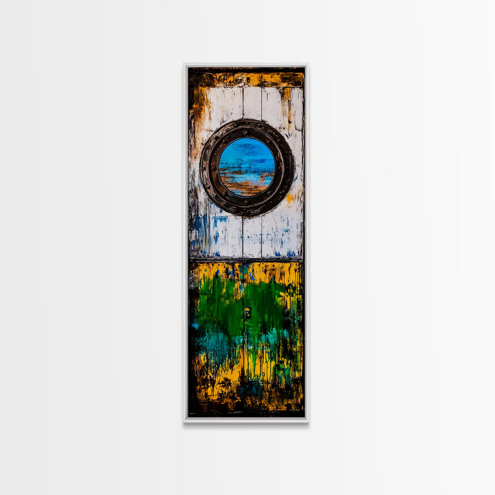 Nautical Window, Rustic Wood, Coastal Home, Canvas Print, Ocean View, Maritime Wall Art, Beach House Decor, Living Room Wall Art