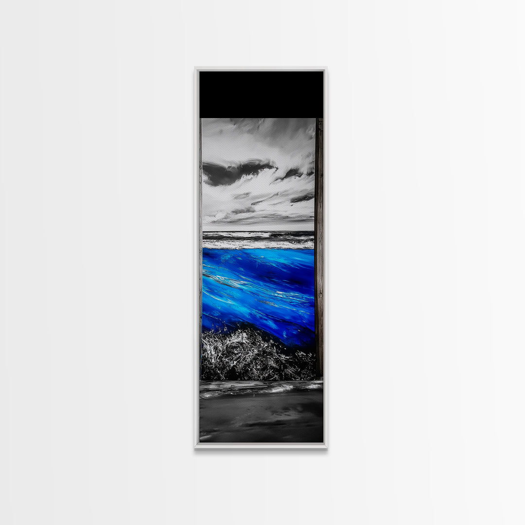 Ocean View, Blue Wave Art, Coastal Decor, Nautical Wall Art, Modern Abstract, Beach House Decor, Framed Canvas Print
