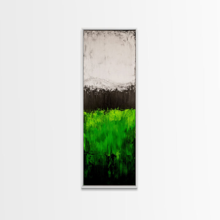 Abstract Green Field, Minimalist Landscape Painting, Modern Nature Art, Canvas Print, Vibrant Green Wall Decor, Contemporary Home Art