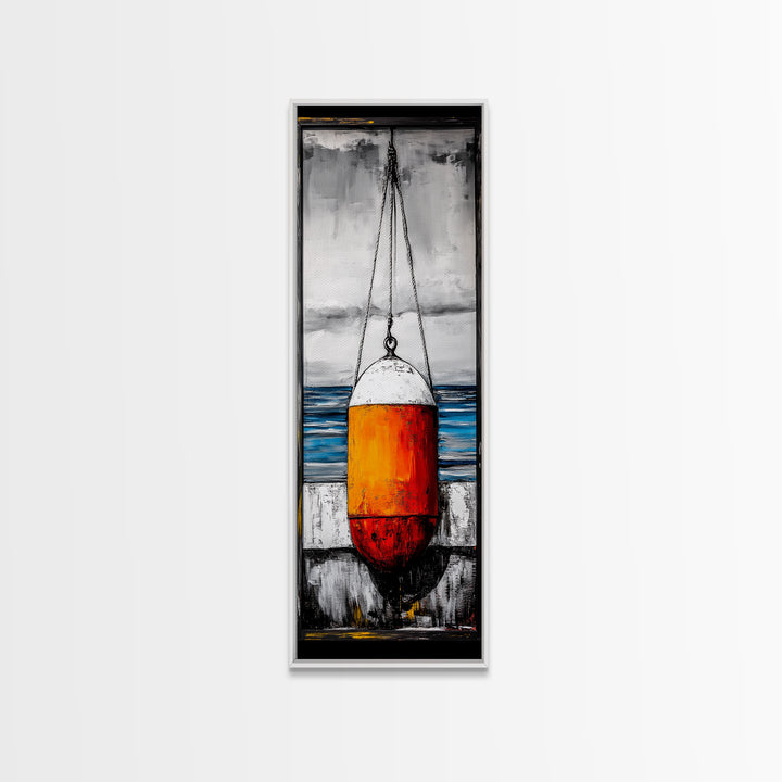 Nautical Buoy, Coastal Wall Art, Beach House Decor, Ocean Art, Framed Canvas Print, Maritime Art, Living Room Wall Art, Minimalist Style