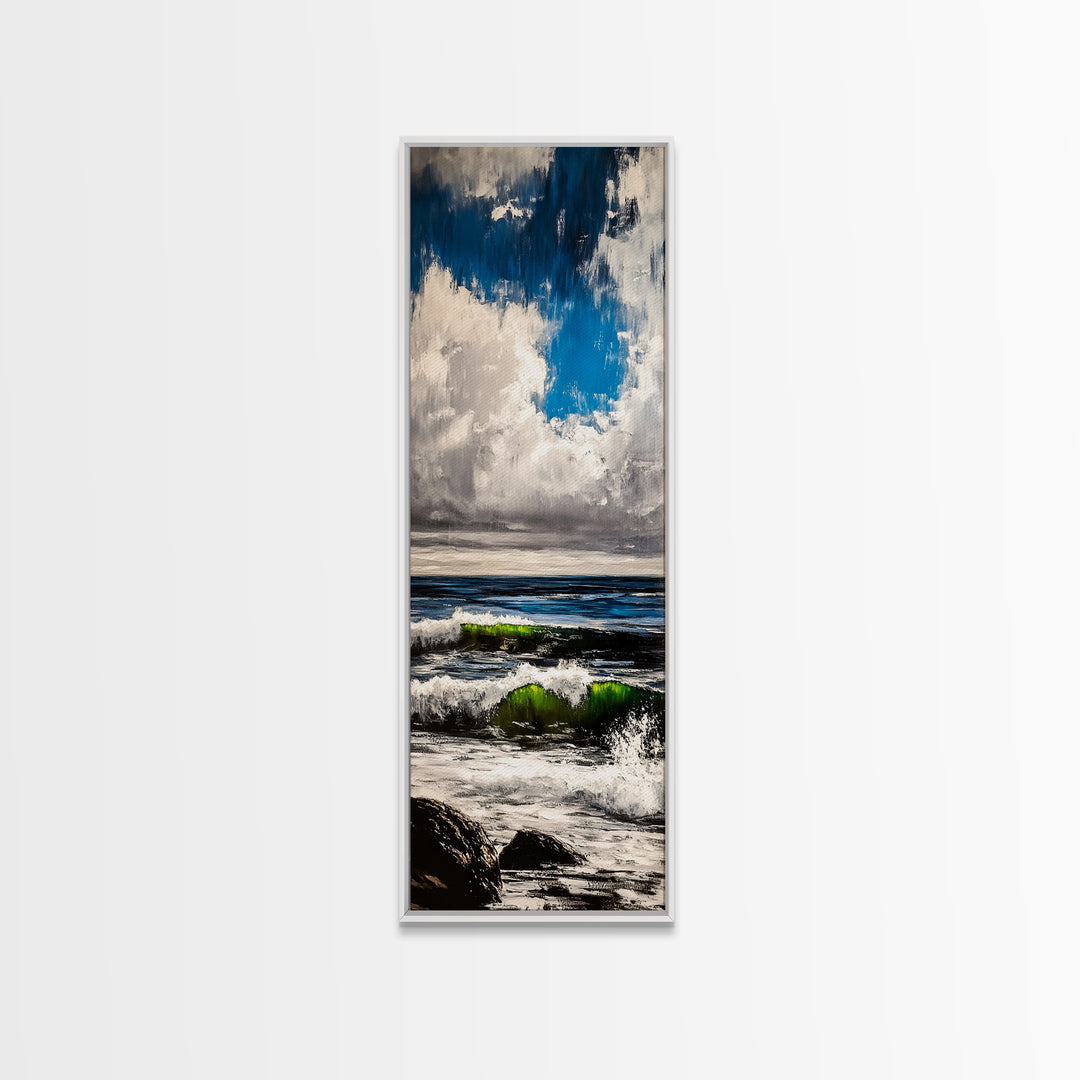Ocean Wave Painting, Coastal Wall Art, Blue and Green Seascape, Nautical Artwork, Modern Beach House Decor, Living Room Art, Canvas Print