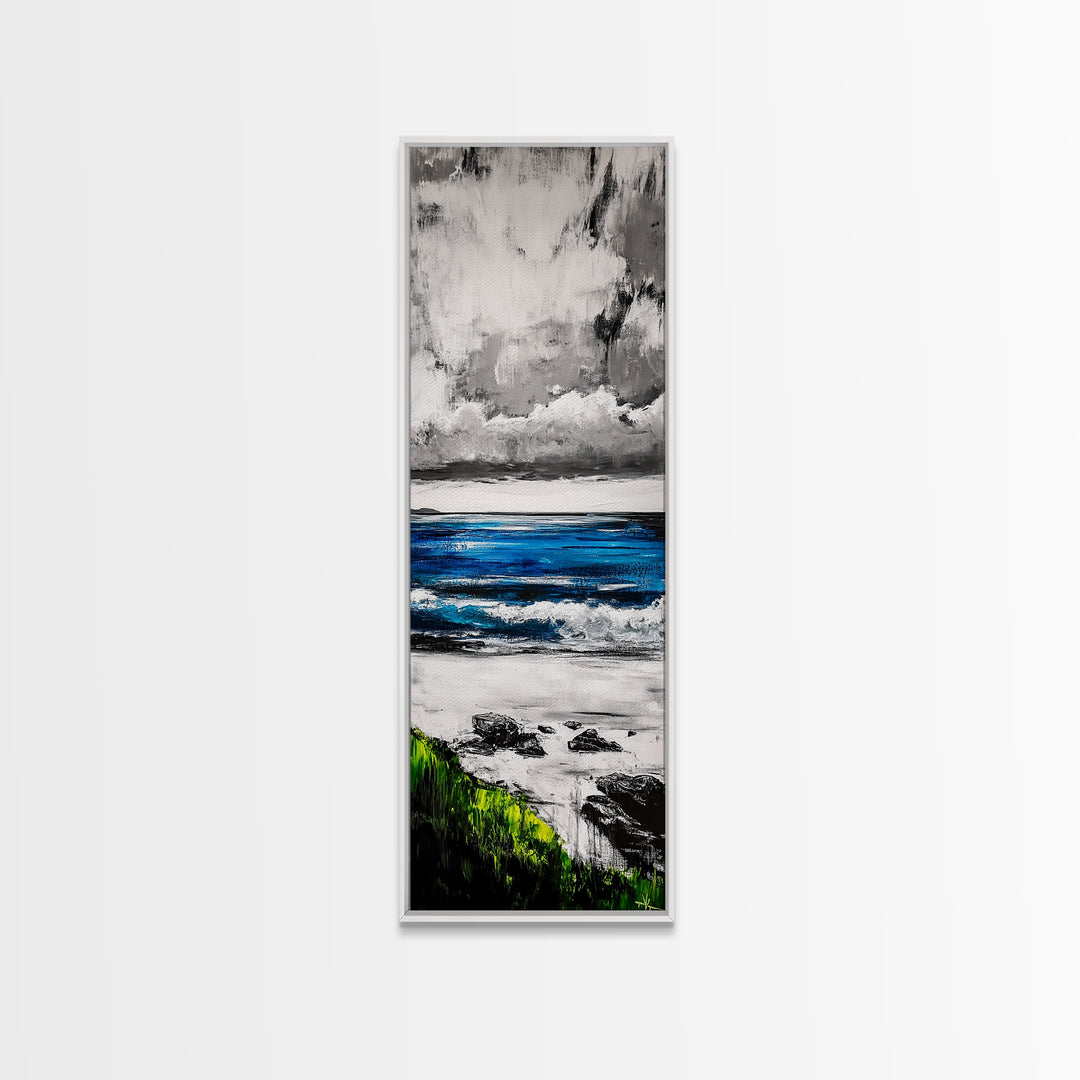 Ocean Horizon Painting, Abstract Seascape Art, Blue and Green Coastal Decor, Contemporary Nautical Art, Dining Room Wall Art, Canvas Print