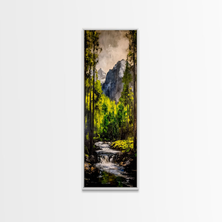 Mountain Escape, Waterfall Art, Forest Landscape, Framed Canvas Print, Nature Wall Art, Rustic Home Decor, Lodge Wall Art