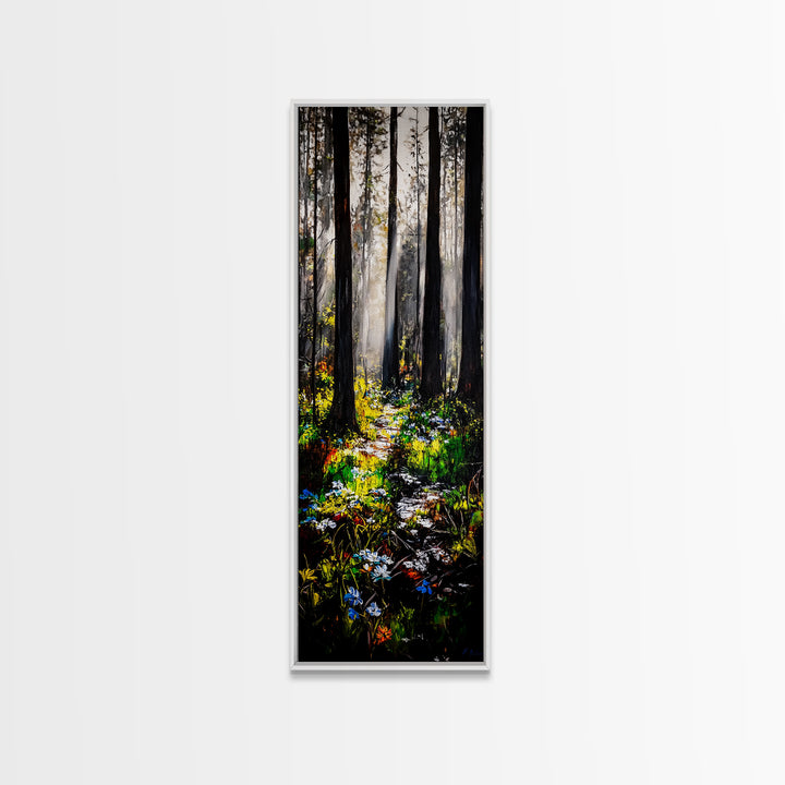 Pathway, Trees, Woodland, Canvas Print, Nature Lover Art, Whimsical Forest Scene, Sunlit Woods, Bohemian Wall Decor, Autumn Inspired Art