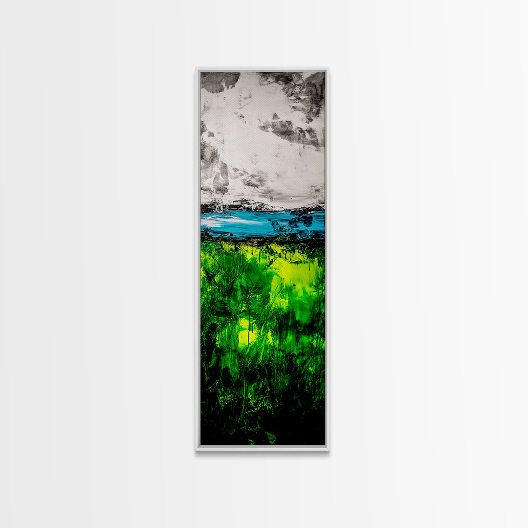 Abstract Greenery, Expressionist Art, Nature Inspired, Framed Canvas Print, Botanical Art, Contemporary Home Decor, Living Room Artwork