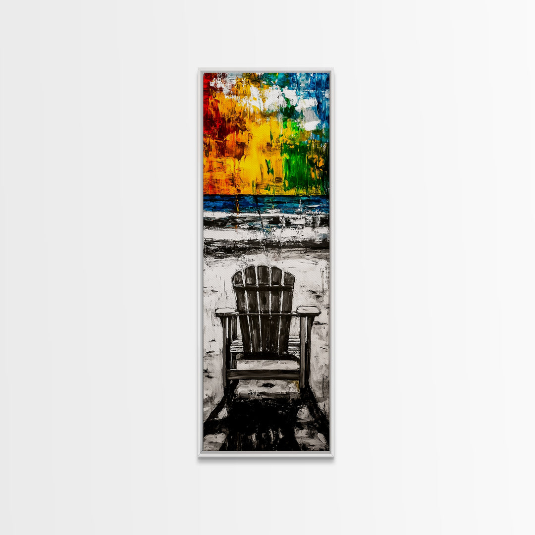 Beach Chair, Coastal Wall Art, Relaxation Painting, Framed Canvas Print, Seaside Decor, Nautical Art, Living Room Wall Art, Summer Vibes