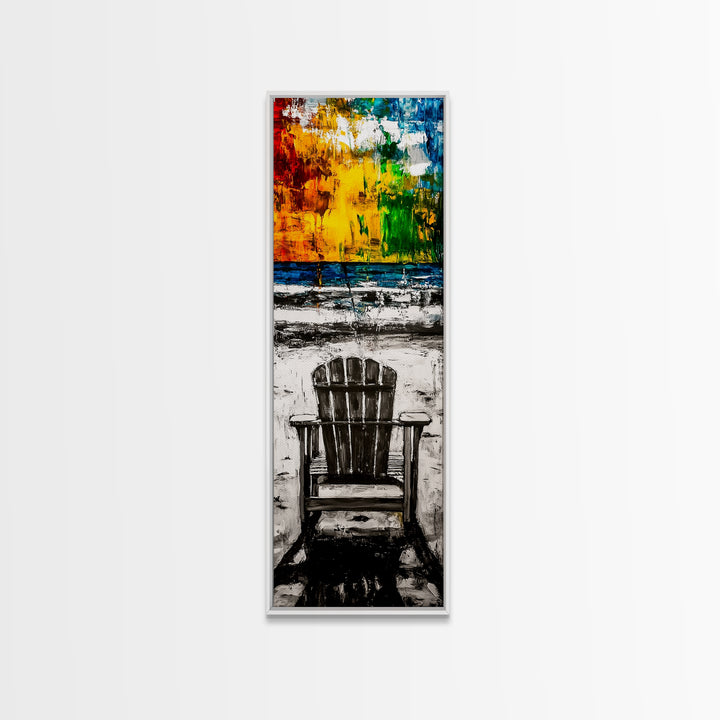 Beach Chair, Coastal Wall Art, Relaxation Painting, Framed Canvas Print, Seaside Decor, Nautical Art, Living Room Wall Art, Summer Vibes