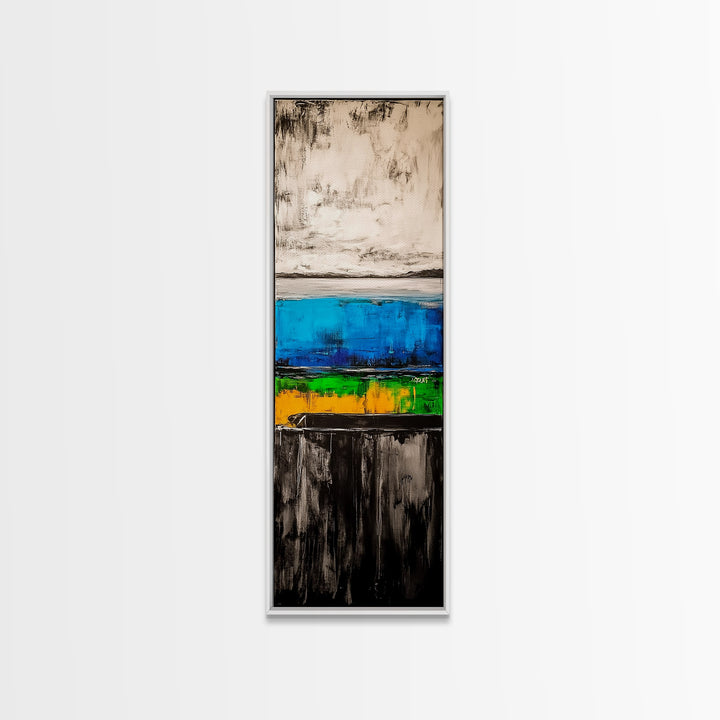 Abstract Ocean, Modern Art, Coastal Wall Decor, Blue and Yellow Painting, Framed Canvas Print, Minimalist Art, Contemporary Home Decor