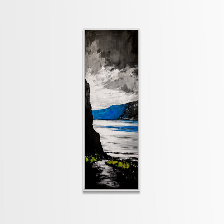 Coastal Cliffs, Ocean Landscape, Abstract Seascape, Modern Art, Canvas Print, Living Room Wall Art, Blue Gray Art, Minimalist Decor