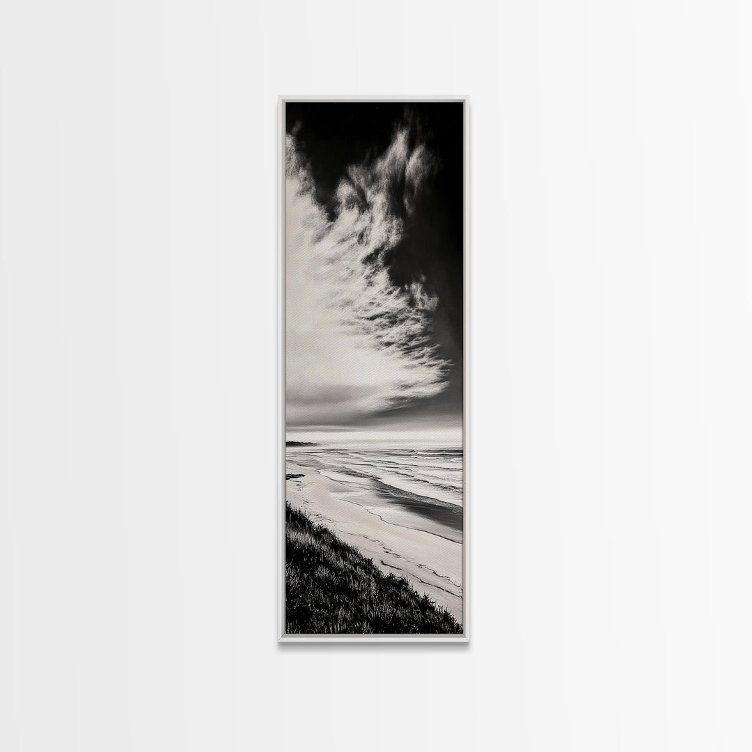 Beach Sunset, Coastal Wall Art, Seascape Painting, Ocean Waves, Framed Canvas Print, Minimalist Decor, Bedroom Wall Art, Gift Idea