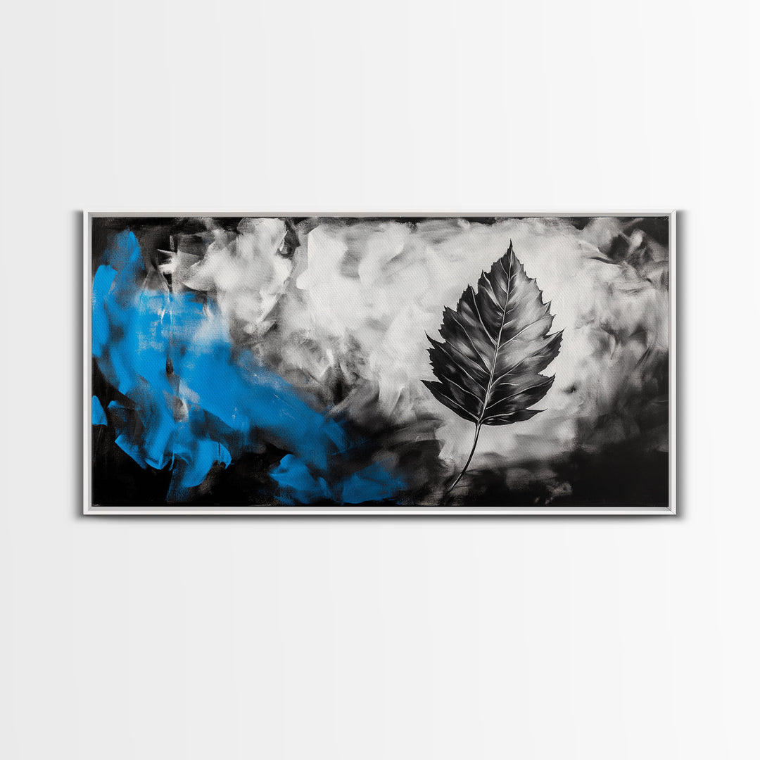 Black Leaf, Abstract Nature Art, Monochrome Wall Art, Canvas Print, Modern Minimalist Decor, Office Wall Art, Boho Art