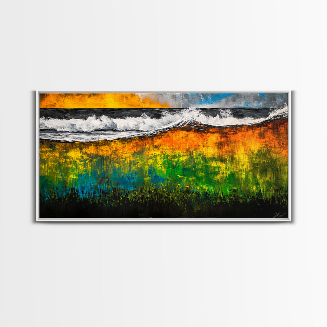 Ocean Waves, Vibrant, Abstract, Seascape, Canvas Print, Beach House Art, Coastal Wall Decor, Summer Decor, Nautical Art, Living Room Art