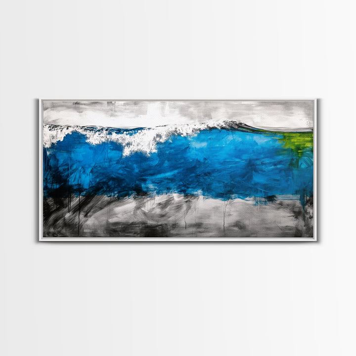 Abstract Ocean, Blue Wave, Coastal Art, Nautical Decor, Living Room Wall Art, Contemporary Seascape, Beach Theme, Framed Canvas Print