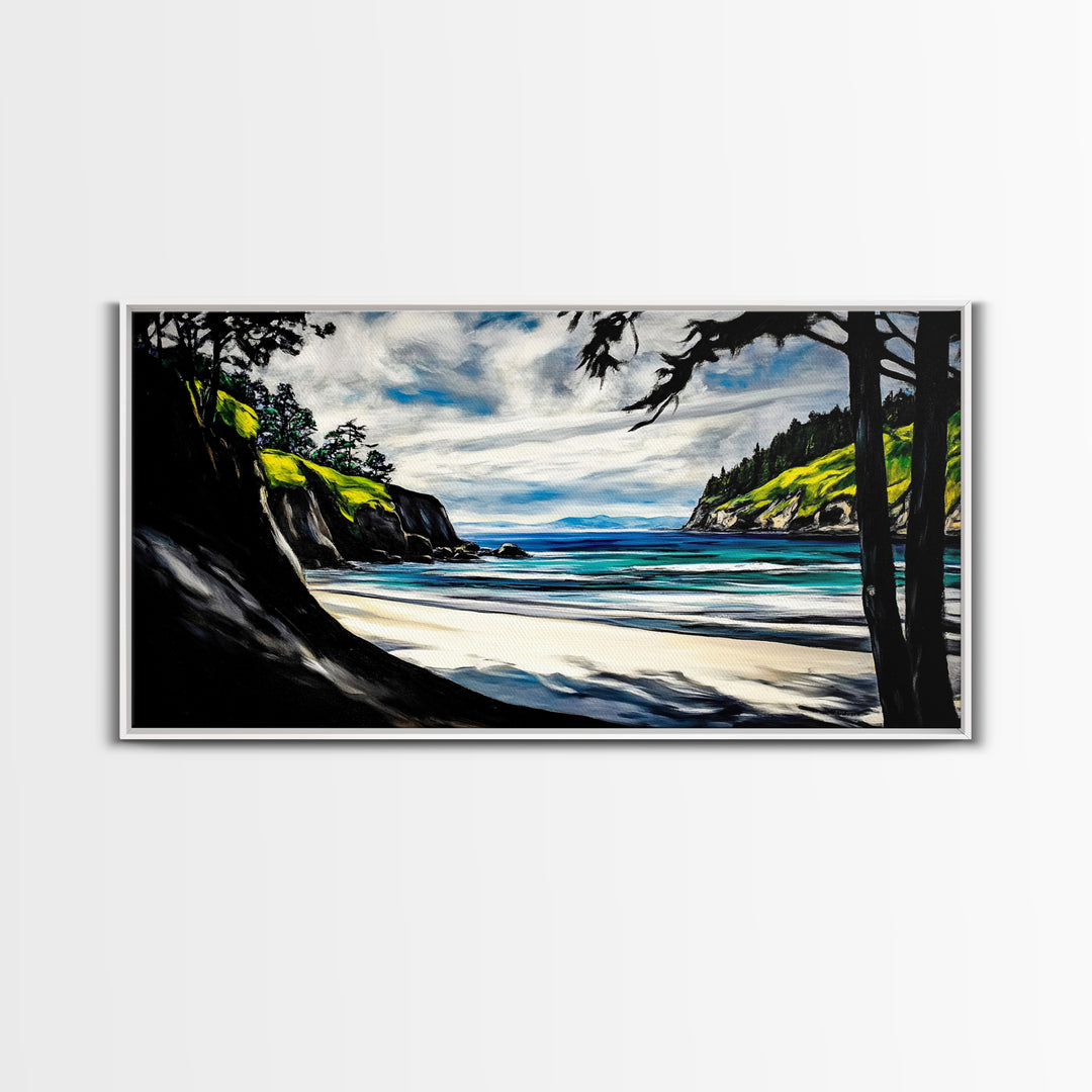 Coastal View, Ocean Cliffs, Nature Scene, Canvas Print, Beach Wall Art, Relaxing Home Decor, Nautical Theme, Large Seascape Painting