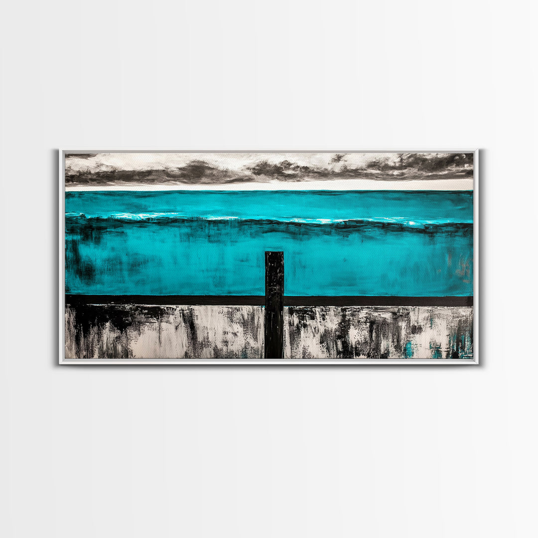 Geometric Waves, Abstract Ocean Art, Canvas Print, Contemporary Minimalist Painting, Blue Wall Decor, Large Modern Art