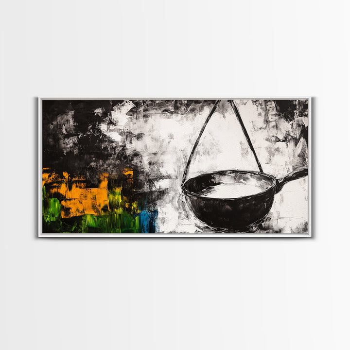 Abstract Kitchen Art, Black and White Canvas Print, Minimalist Artwork, Rustic Wall Decor, Unique Home Aesthetic, Framed Canvas Print